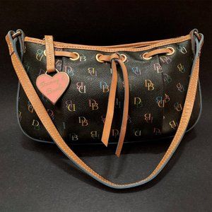 Dooney & Bourke Black with Multicolor Monogram Tassel Top Shoulder Bag